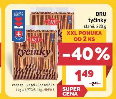DRU tyčinky slané, 220 g