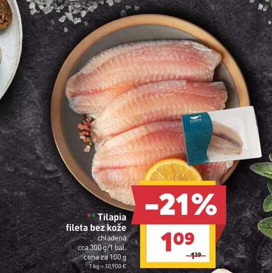 Tilapia fileta bez kože chladená cca 300 g/1 bal.