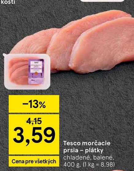Tesco morčacie prsia - plátky chladené, balené 400 g