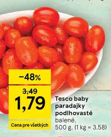 Tesco baby paradajky podlhovasté balené 500 g