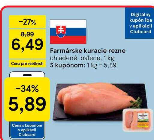 Farmárske kuracie rezne chladené, balené, 1 kg 