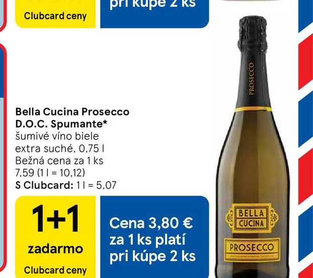 Bella Cucina Prosecco D.O.C. Spumante šumivé víno biele extra suché, 0,75l