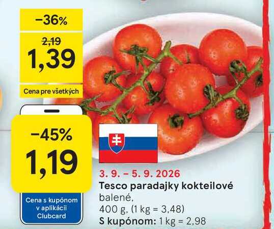 Paradajky kokteilové balené 400 g