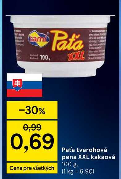 Paťa tvarohová pena XXL kakaová 100 g