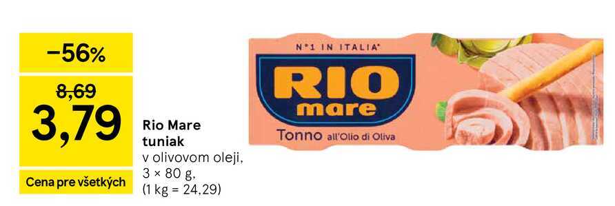 Rio Mare tuniak v olivovom oleji, 3 × 80 g