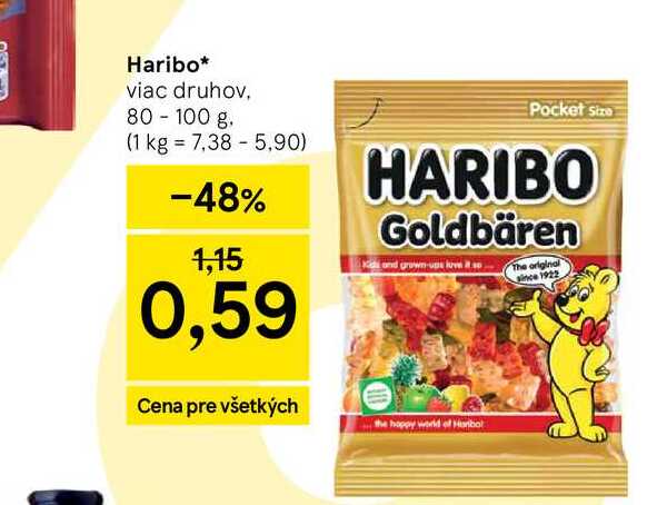 Haribo viac druhov 80-100 g