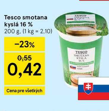 Tesco smotana kyslá 16 % 200 g