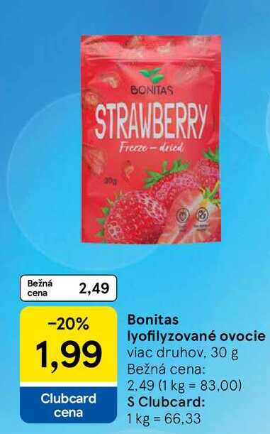 Bonitas lyofilyzované ovocie viac druhov, 30 g