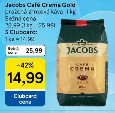 Jacobs Café Crema Gold pražená zrnková káva, 1 kg