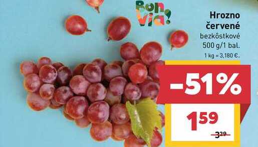 Pon Hrozno červené bezkôstkové 500 g/1 bal.