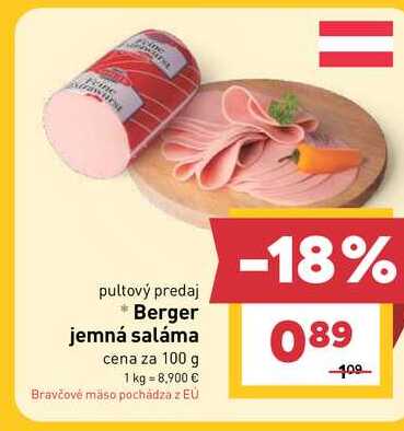 Berger jemná saláma cena za 100 g