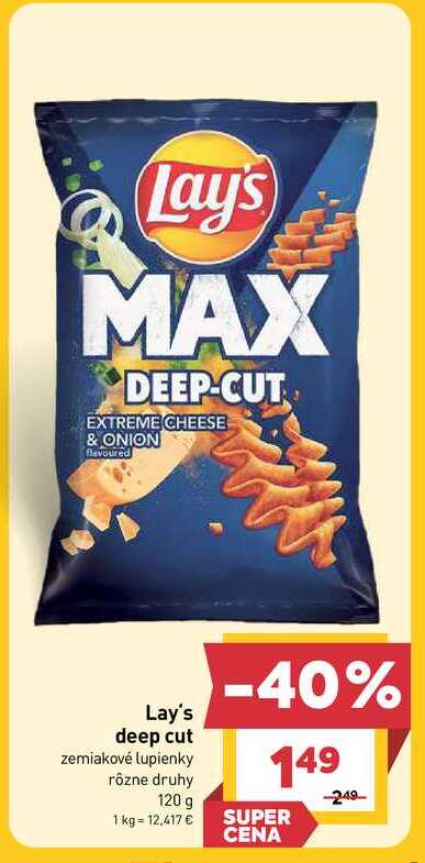 Lay's deep cut zemiakové lupienky rôzne druhy 120 g