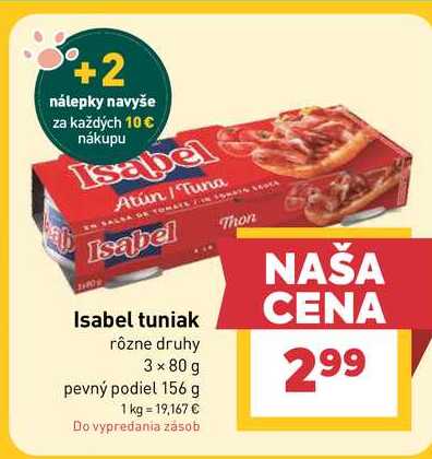Isabel tuniak rôzne druhy 3 x 80 g