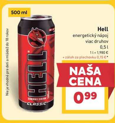 Hell energetický nápoj viac druhov 0,5l