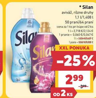 Silan aviváž, rôzne druhy 1,1 l/1,408 L 50 praní/64 praní