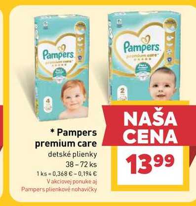 Pampers premium care detské plienky 38-72 ks
