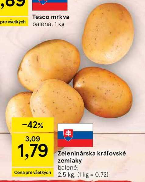 Zeleninárska kráľovské zemiaky balené,  2,5 kg