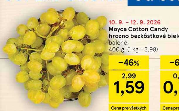 Moyca Cotton Candy hrozno bezkôstkové biel balené, 400 g
