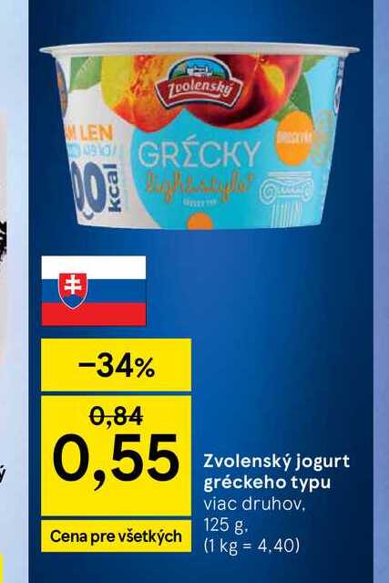 Zvolenský jogurt gréckeho typu viac druhov 125 g v akcii