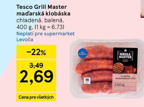 Tesco Grill Master maďarská klobáska 400g