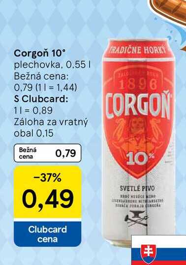 Corgoň 10° plechovka, 0.55l