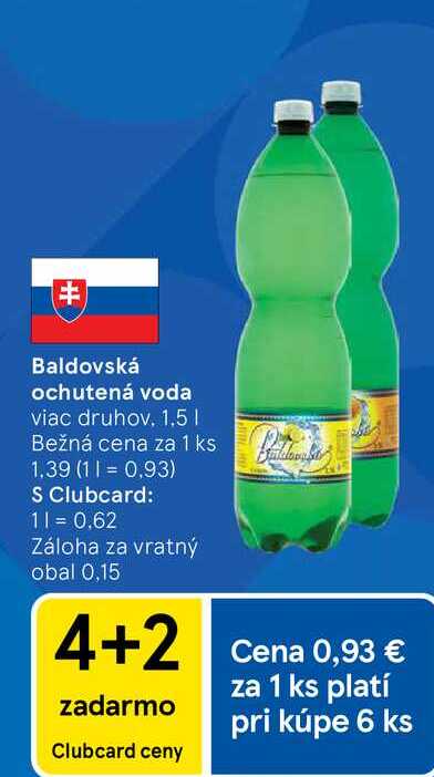 Baldovská ochutená voda viac druhov 1.5 l