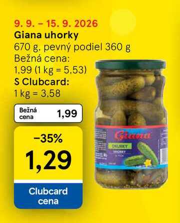 Giana uhorky 670 g pevný podiel 360 g