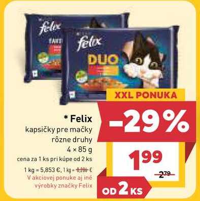 Felix kapsičky pre mačky rôzne druhy 4 x 85 g