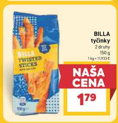 BILLA tyčinky 2 druhy 150 g