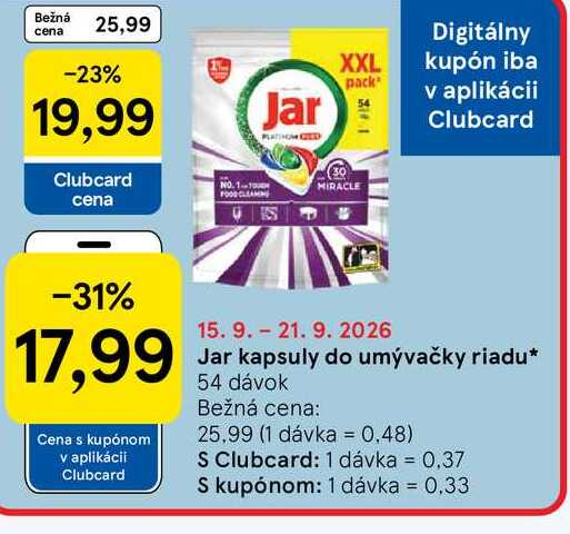 Jar kapsuly do umývačky riadu 54 dávok