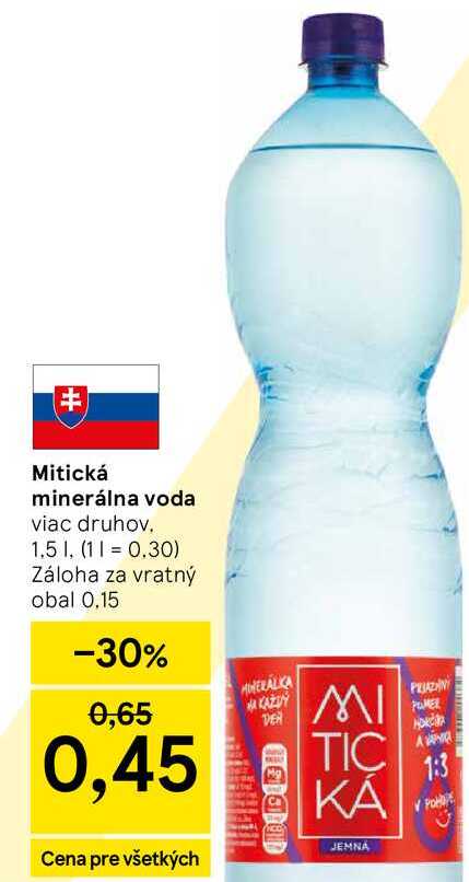Mitická minerálna voda viac druhov 1.5l