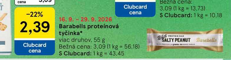 Barabells proteínová tyčinka viac druhov, 55 g