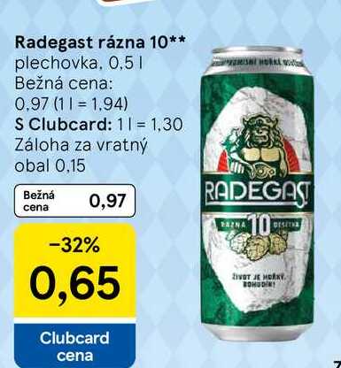 Radegast rázna 10 plechovka, 0,5L