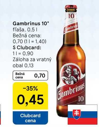 Gambrinus 10° fľaša, 0,5l v akcii