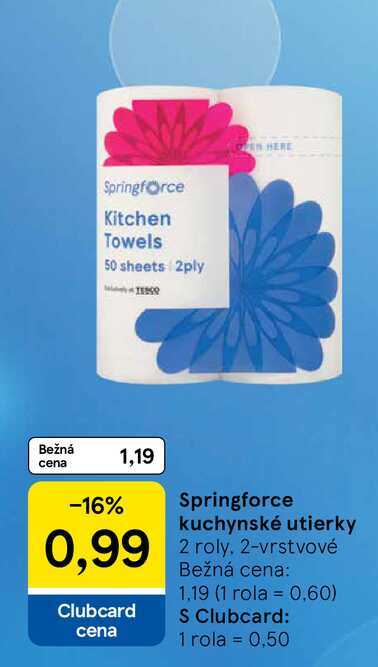 Springforce kuchynské utierky 2 roly, 2-vrstvové 