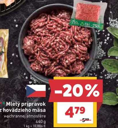 Mletý prípravok z hovädzieho mäsa vochrannej atmosfére 440 g