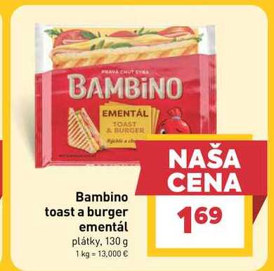 Bambino toast a burger ementál plátky, 130 g