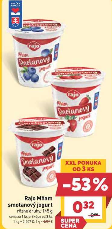 Rajo Mňam Smotanový jogurt 145 g