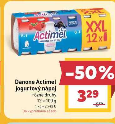 Danone Actimel jogurtový nápoj rôzne druhy 12 x 100 g