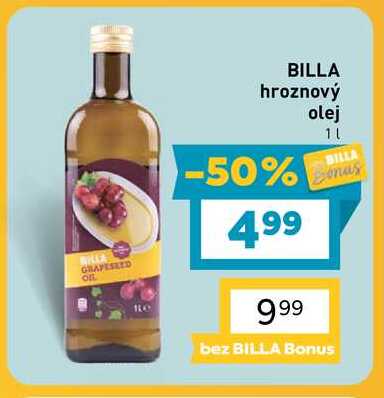 BILLA hroznový olej 1L v akcii