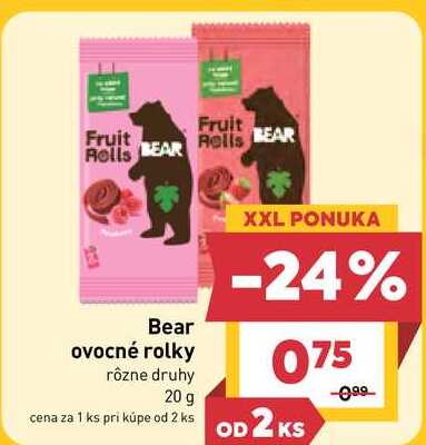 Bear ovocné rolky rôzne druhy 20 g