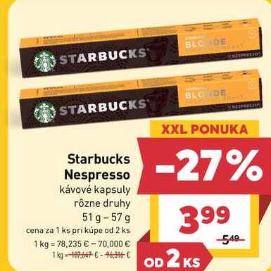 Nespresso kávové kapsuly rôzne druhy 51g-57 g