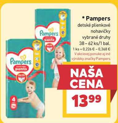 Pampers detské plienkové nohavičky vybrané druhy 38-62 ks/1 bal.