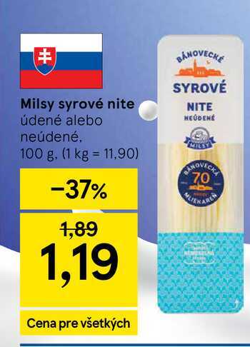 Milsy syrové nite údené alebo neúdené, 100 g
