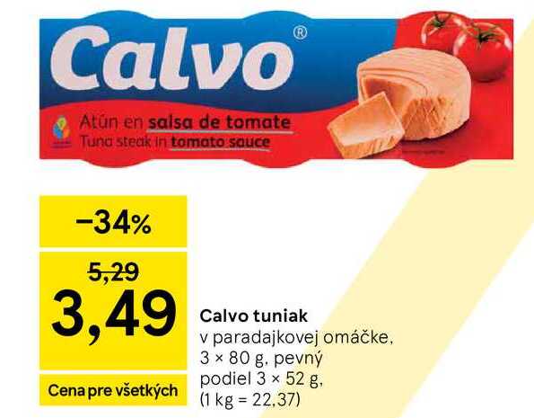 Calvo tuniak v paradajkovej omáčke, 3 × 80 g