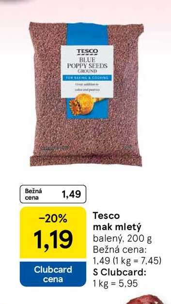 Tesco mak mletý balený, 200 g