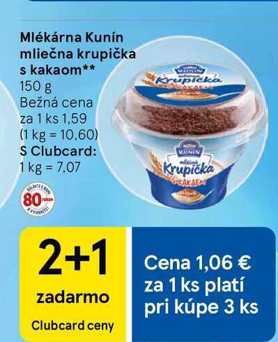 Mlékárna Kunín mliečna krupička s kakaom 150 g
