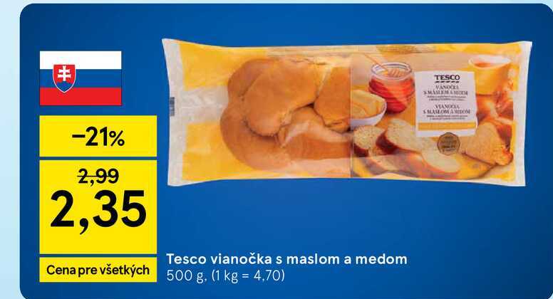 Tesco vianočka s maslom a medom 500 g