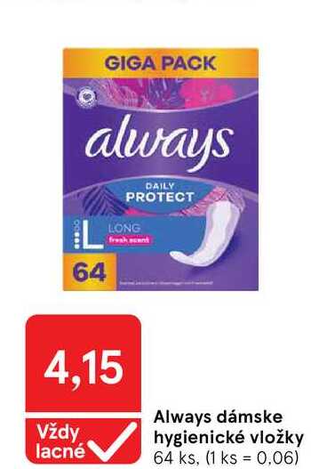 Always dámske hygienické vložky 64 ks