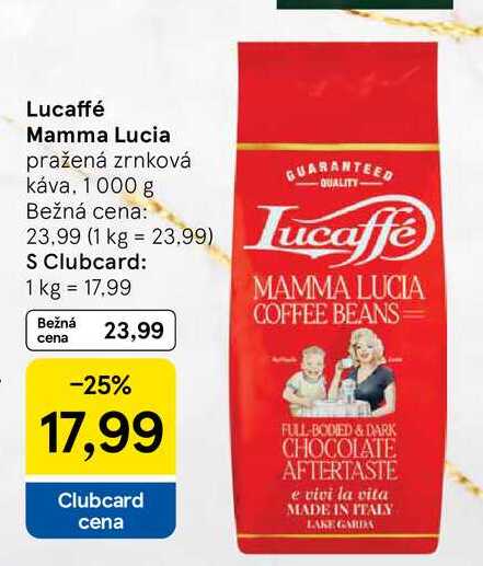 Lucaffé Mamma Lucia pražená zrnková káva 1000 g  v akcii